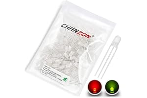 CHANZON 100pcs 5mm Rouge & Jaune-Vert Diffusé LED Diode Lumières Cathode Commune (Givrée Ronde Bicolore) Lumineux Ampoule Lampes Composants Électroniques Indicateur Diodes Émettant De La Lumière