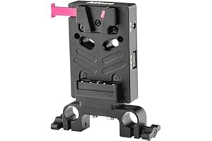 Nitze Placa Adaptadora Batería V Mount con 15 mm Adjustable Rod, V Mount Placa Batería Un 8 V/3 A CC, Dos 14,8 V/3 A D-Tap y Un Puerto Salida PD 3.0 USB-C, V Mount Placa para V Mount Batería - N21-D7