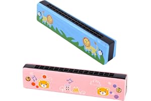 2 Pièces Harmonica pour Enfants FAMILIO-16 Trous Dessin Animé Couleur Harmonica Jouet Différents Motifs de Dessins Animés Colorés Très Approprié pour les Débutants Les Enfants Les Étudiants