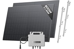 EF ECOFLOW Kit solaire EcoFlow STREAM, Micro-onduleur 800W relié au réseau, panneaux solaires PV 400W*2 avec support de toit incliné, contrôle par application et WiFi, idéal pour toit en pente