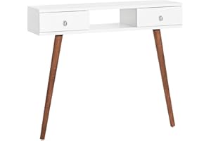 MyosHome - Recibidor Consola Blanco y Roble 90 x 30 x 77 cm con Dos cajones Temis