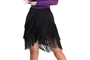 SEAUR Damska spódnica do tańca łacińskiego tango do tańca brzucha, chusta, frędzle, spódnica Rumba, Cha, Samba, do tańca