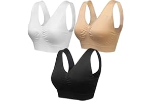 wealsex Lot de 1/2/3 Soutiens-Gorge de Sport sans Armature Coton Push Up Brassière sans Couture Très Grande Taille 3XL 4XL 5XL 6XL