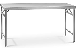 Royal Catering Table De Travail Pliante Pliable Professionnelle Établi Pliant Professionnel RCAT-180/60K (Capacité De 230 kg, Surface De 60 x 180 cm, Pieds Réglables en Hauteur, INOX)