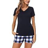 Marvmys Pigiama Donna Cotone Estivo Pigiami Donna Corto Set Pigiama Traspirante Morbido e Confortevole Cintura Regolabile in 