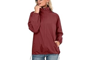 SotRong Chaquetas impermeables para mujer, chaqueta impermeable ligera para primavera y verano, de secado rápido, con cremallera, chaqueta con capucha para exteriores