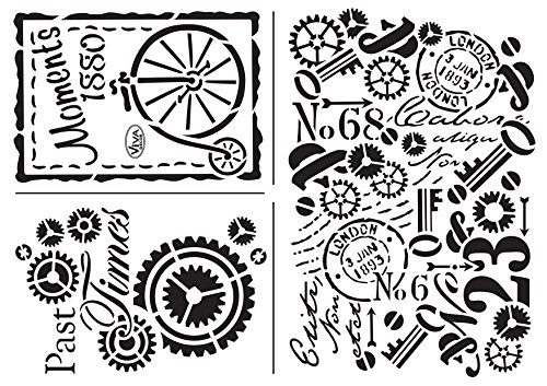 Viva Decor VD900270300 A4-Schablone Vergangene Zeiten, Synthetic Material, durchsichtig, 25.4 x 16.4 x 0.1 cm