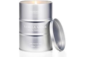 M&SENSE Candele profumate alla vaniglia ambra, in vetro, candele di cera di soia, 320 g, 70 ore, a lunga durata, candele profumate alla vaniglia, regalo per Natale MSTC0116S VanillaAmber