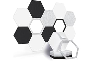 Yrendenge 12 Pack Acoustic Panels, Self-adhesive Sound Absorption Panels Studio Treatment Wall Panels, High Density Sound Proofing Panels Hexagon Sound Absorbing Panels for Recording Home