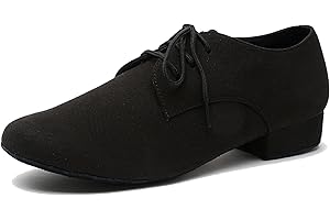 MINITOO Mens Dance Shoes Block Standard Heel Synthetic Leather Ballroom Dancing Shoes