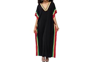 Bsubseach Damskie sukienki plażowe Kaftan w paski z nadrukiem plus size strój kąpielowy okrycie do sukienki typu Caftan Loungewear