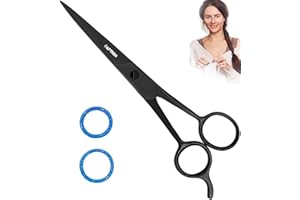 AFTREN Forbici per toelettatura per cani curve con punte rotonde di sicurezza, forbici professionali per animali domestici, in acciaio inossidabile per cani, gatti, animali domestici, 7,5 pollici, nere