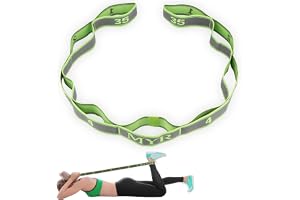CLOPAE Yoga stretchband, träningsband band yoga stretch bä med 9 slingor, mycket elastiskt gymnastikband, uppgradering yoga stretching strap effektiv stretch