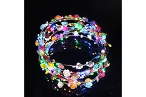 SOBEBEAR LED Flower Headband 10 pcs (Multi-Colour) Light Up Flower Crown For Woman Girls Hair Accessories for All Types of Party`s Christmas Halloween Birthday