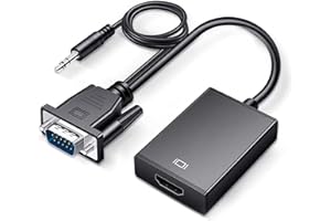 Lazmin112 VGA-zu-HDMI-Konverter, 1080p Full HD VGA-Sound-Video-Konverter, USB-Netzteil, VGA-Adapter mit 3,5-mm-Soundkabel für PC-TV