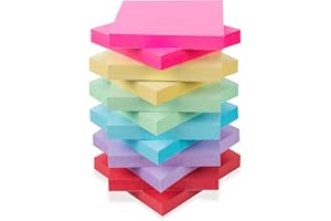 Agoer 12 Foglietti Adesivi per Appunti, 76 x 76 mm Super Sticky Notes, 100 Foglietti/Blocco, 1200 Fogli Foglietti Adesivi, 6 Colori di Foglietti Sticky Notes per Promemoria & Elenchi