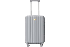 MGOB Koffer Handgepäck Trolley Polycarbonat Hartschalen Reisekoffer mit TSA-Schloss (Silber, M)