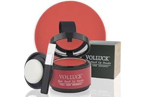 VOLLUCK Retoca Raices, Natural de Larga Duración Polvos Pelo Hombre Mujer Disimular Calvicie, Impermeable Cubre Canas Fibras Capilares 4g (Rojo)
