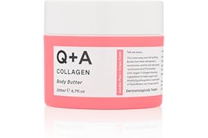 Q+A Collagen Body Butter: Luxuriously Rich, Intensely Moisturising Vegan Formula with Hydrolysed Vegetable Protein, Shea Butter, Squalane, and Golden Pear and Grape Scent for Soft, Supple Skin, 200ml