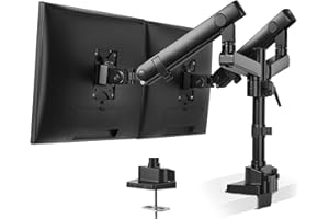 PUTORSEN Doppio Braccio per Monitor PC - Premium Alluminio Supporto da Scrivania per 2 Monitor 17"-32" Staffa Supporto Monitor/Schermo, Girevole Regolabile con Morsetto