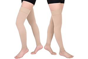 Evolyline Medyczne pończochy uciskowe, długie, damskie, męskie, klasa 1, pończochy zakrzepicy, 15-20 mmHg, skarpety uciskowe, damskie skarpety kompresyjne, 2 pary pończoch podtrzymujących na żylaki