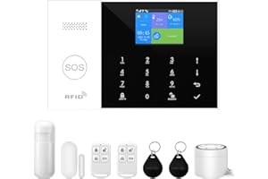 XNY Système d'alarme Maison sans Fil 4G, Système de Sécurité Maison Wi-FI avec 120DB Sirène, Contrôle APP, 8 Pièces: Détecteur de Mouvement, Télécommandes, Capteurs de Fenêtre et de Porte, Carte RFID