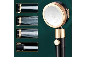 WOUKKSY Słuchawka Prysznicowa Oszczędzająca Wodę z Podwyższeniem Ciśnienia, Czarna Wysokociśnieniowa Słuchawka Prysznicowa z 3 + 1 Trybami Strumienia do Masażu Natryskowego, z 1 Filtrem.