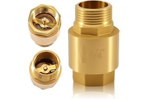 BEATIFIC 3/4 Zoll Messing Rückschlagventil, 3/4" AG x 3/4" IG, DN20 Rückflussverhinderer mit Innengewinde und Außengewinde, 3/4 Zoll Vertikales Messing Rückschlagventil für Wasserleitung, Warmwasserbereiter