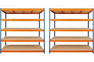 TRADE PRICE DEALS 2 BAY DEAL 5 Tier Ultra Industrial Racking Warehouse Storage Shelves Workshop Steel Garage Shelving Unit 350kg Per Shelf (180 x 180 x 60cm)