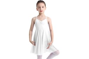 IEFIEL Vestido de Danza Lírica para Niña Maillot de Gimnasia con Falda Tul Vestido de Patinaje Artístico Body Clásica Disfraz de Bailarina 2-16 Años