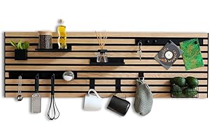 ‎STEINMINE - DESIGNMANUFAKTUR Steinmine - Designmanufaktur Wandorganizer DIY-System aus Akustikpaneelen und Eichenholz: Flexibler Organizer, Memoboard, Pegboard für Küche, Büro, Eingangsbereich, Bad und mehr(40 x 120 cm)