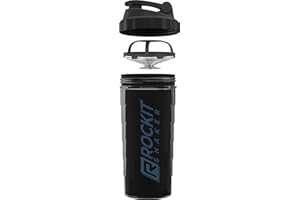 ‎ROCKITZ ROCKITZ Protein Shaker | garantiert auslaufsicher | patentiertes Mischsystem | Shaker Proteinpulver - Eiweiß Shaker | Made in Germany | Fitness Trinkflasche | BPA frei (Schwarz | Grau, 900ml)