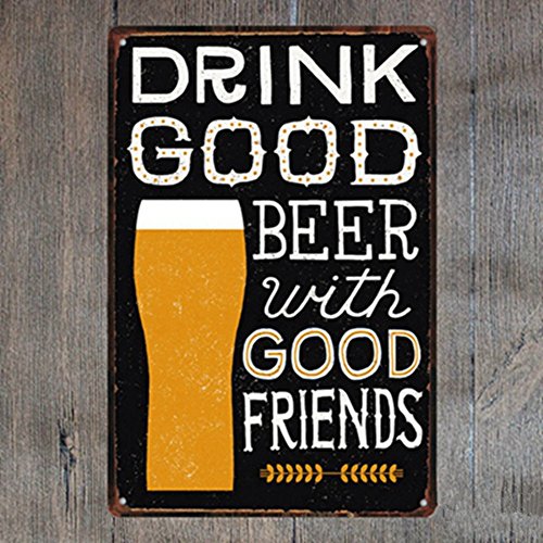 Mega-deal 30,5 x 20,3 cm Pub, Bar, bibite, Birra Series Wall Decor Hanging Targa in Metallo Beer And Friends