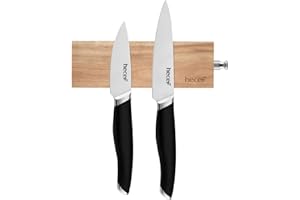 Hecef Porte-Couteau Magnétique de 6 Pouces, Barre Aimantée A Couteaux en Bois d'Acacia, Porte-Couteau Magnétique, Stocker Les Ustensiles de Cuisine, Toutes Sortes d’Objets Métalliques de Cuisine