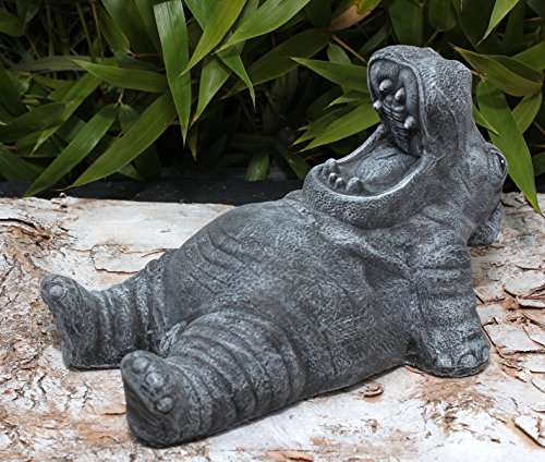 Steinfigur Nilpferd in Schiefergrau, Figur, Deko, Garten - 5