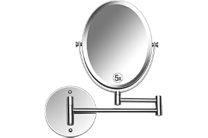 MIRRORVANA Utdragbar väggmonterad badrumsspegel för rakning och smink – dubbelsidig 5X/1 x förstoring med 360° rotation – 33