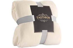 TASTHROW Coperta Vellutata in Pile, Morbida Coperta Plaid Divano Coperta Per Letto in Microfibra per Divano, Letto, Viaggi (Bianco crema, 130x180cm)