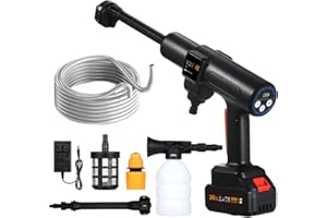 Aumotop Bezprzewodowa myjka wysokociśnieniowa z akumulatorem 1500 x 10 mAh, kompatybilna z myjką wysokociśnieniową Makita, 6 trybów natrysku, silnik bezszczotkowy 24 V, przenośna i przenośna.
