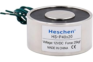 Heschen Électromagnétique électromagnétique P40/20, OD : 40 mm, DC 12 V, 25 kg