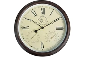 Esschert Design Gartenuhr Plastik L röm. Ziffern, schwarz, 38.29x6.1x38.29 cm, TF009