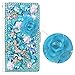 Produktbild spritech (TM) 3D Handmade Blau Diamant Kristall mit Strass Schmetterling Weiß Blume Dekoration Design Weiß Leder Wallet, PT-1, Samsung Galaxy S7 Edge