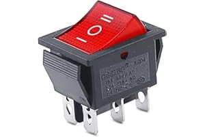 CABLEPELADO - Interruptor basculante ON/OFF/ON, DPDT 6 pines | Interruptor 6 terminales | 16A 250VAC | 20A 125VAC | Luz Roja