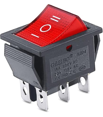 Interruttore a bilanciere a 2 poli, rotondo, rosso, nero, bianco, on/off, 6 A/250 V, in plastica, per auto, colore: bianco
