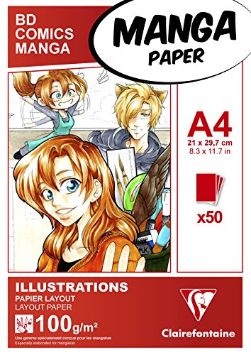 Clairefontaine - 94042C Bloc Manga - Illustrations Papier  Layout 100g -  50 feuilles 21 x 29,7 cm