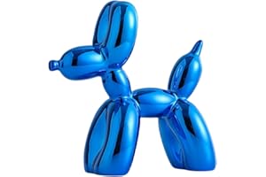 YOYUMI Mini Escultura Perro Globo Chapado, Adorno de Lujo Esculturas, Estatua de Resina para decoración de Sala de Estar, Dormitorio y Oficina, Acabado Brillante, Azul 9,5 x 9,5 x 4 cm