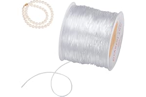 NERISSA 35 m Clear Stretch Elastic Beading Thread, Craft Jewelry Bracelet Making Cord String, 1mm Crystal String Stretch Line for Hanging Christmas Ornaments, Bracelet Making, Sew Hobby
