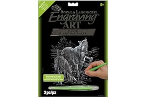 Royal & Langnickel SILF15 - Engraving Art/Kratzbilder, DIN A4, Stute mit Fohlen, silber