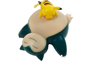 Pokémon Teknofun-Licenza Ufficiale Statuetta Luminosa di 25 cm Snorlax e Pikachu Addormentato 3 modalità di illuminazione-3x AAA Incluso o Cavo USB incluso-811408 50 W, Blue, White, Yellow, One size