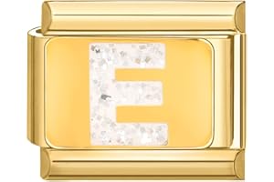 papasgix Italian Charms Gold Module Buchstaben A-Z für 9mm Italian Charm Bracelet DIY Italian Style Charms für Damen Italienisches Charm Armband Zubehör Junge Mädchen Geschenk