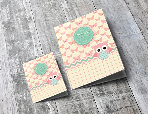 U-Heft Hülle SET Eule Schmetterling Untersuchungsheft Hülle & Impfpasshülle personalisierbar mit Namen & Geburtsdatum - 7